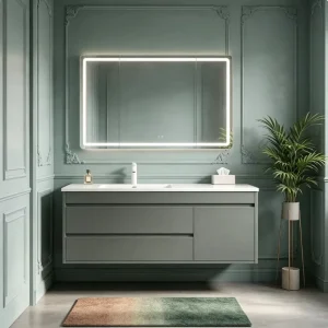 Hotel Engineering Wall mounted Fashion Bathroom Vanity with Wooden Bathroom Cabinet and Ceramic Sink OEM ODM