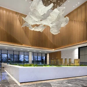 Hotel Entry Modern Pendant Light Luxury LED Crystal Large Chandelier for High Ceilings