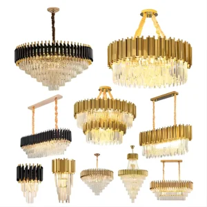 Hotel Gorgeous Golden Iron Crystal Ceiling Chandelier Chandeliers Hanging Lustre Luxury Crystal Pendant Lamp Light