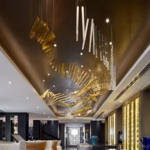 Hotel High Brightness Chandelier High Ceiling Pendant Lights Creative Glass Tube Hanging Chandeliers
