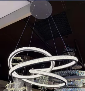Hotel Lobby Professional Factory High End Custom Ring Shape Pendant Lights Crystal Led Chandelier