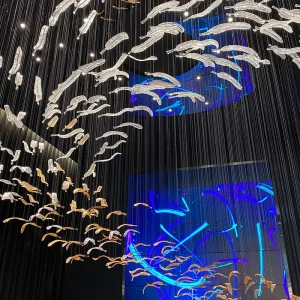 Hotel Lobby Project Led Modern Luxury Hanging Lamps Clubhouse Engineered Large Feather Glass Chandelier