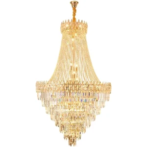 Hotel Restaurant Architectural Project Golden Crystal Chandelier Lighting Fixtures