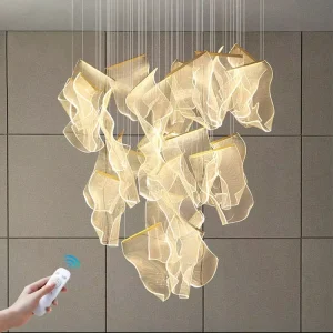 Hotel Restaurant Decoration Large Customized Acrylic Combination LED Project Chandelier Fixture Lobby Villa
