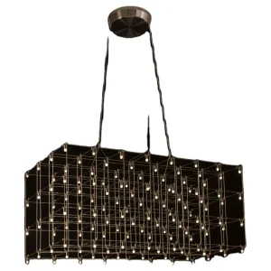 Hotel Restaurant Project Lighting Fixture Rectangle Stainless Steel LED Pendant Lamp Modern Chandelier