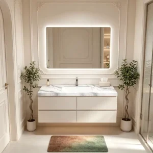 Hotel-style Wall-Mounted Bathroom Vanity Floating Bathroom Cabinet with Ceramic Sink, Engineering Projects OEM ODM
