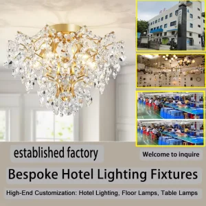 Hotellamp European American Light Luxury Modern Minimalist Feng Shui Crystal LED Surface Mounted Ceiling Light for Living