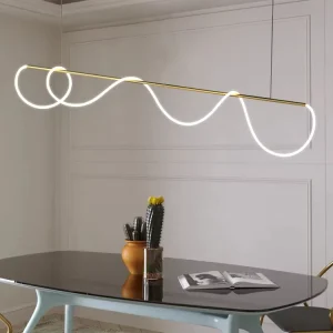 House Hallway Chandelier Lighting Modern Style Living Room Pendant Light Line Beauty Lustre Golden Chandelier