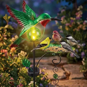Hummingbird Stake Lights Small Glass Waterproof IP65 7W LED Solar Garden Lights 6600mAh Battery Yard Lawn Decor