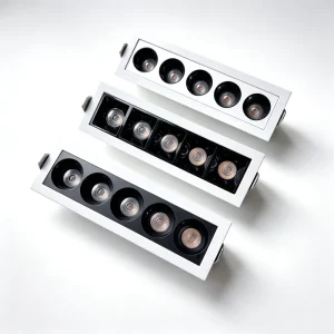 IP44 High CRI 95 Anti Glare Linear LED Spotlights Aluminum Housing High Efficiency Recessed Ceiling Grille Downlight