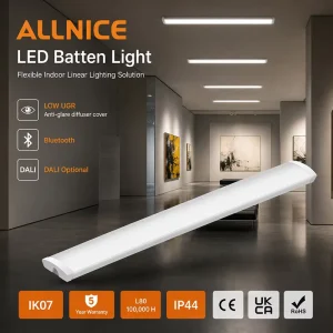 IP44 LED Batten Light Smart Control Linear Luminaire 5-Year Warranty IK07 Rated 7000LM for Commercial Indoor Spaces