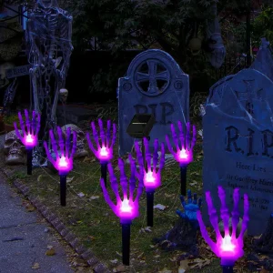IP44 Waterproof Halloween Solar Ground Stake Lights 8 LED F5 Fairy Lights for Outdoor Garden Yard Landscape Decoration
