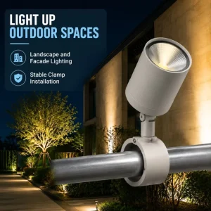 IP65 Cylindrical Column Wrap COB Spotlight AC85 265V Secure Ring Clamp Bracket Luminaire for Public Infrastructure Lighting