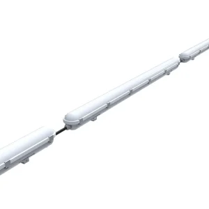 IP65 Highbay PIR Batten Emergency Tri Proof Waterproof Light Garage LiFePO4 3Hrs UKCA RCM Batten Light Linkable