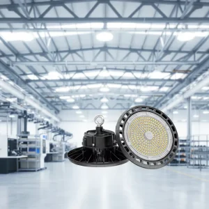IP65 IK08 Durable 3 CCT Power Beam Angle Adjustable Aluminum for UFO High Bay Lights for Warehouse 100W 200W Samples Available