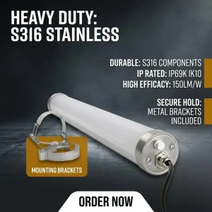 IP65 Industrial Tri Proof Light 40W 145lm/W CCT Selectable for Warehouse & Farm