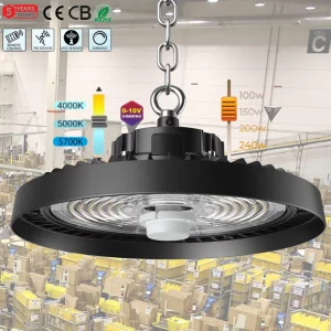 IP65 LED High Bay Lights 4000K~5700K 3CCT 100W 200W 240W 160lm/W Warehouse Supermarket Garage UFO High Bay Lighting