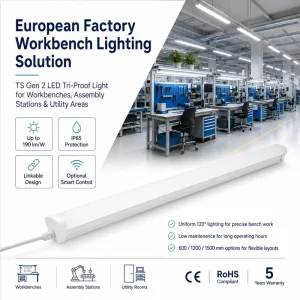 IP65 LED Tri Proof Light 10 30W 190LM W CRI80 50000 Hours Lifespan 5 Year Warranty for European Factory Lighting