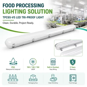 IP65 LED Tri Proof Light Waterproof Linear Batten for Food Processing Plant and Hygienic Workshop