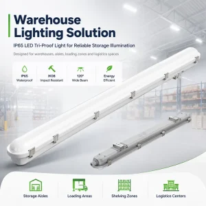 IP65 LED Tri Proof Light with Emergency and DALI Dimming for Warehouse Storage Aisle Waterproof Batten Fixture 20W-60W