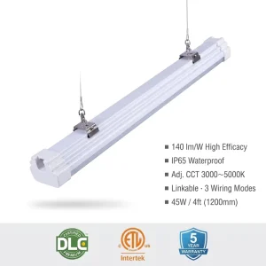 IP65 Linkable LED Tri proof Light 4ft 45W DLC Premium ETL Listed Vapor Tight for Warehouse Garage Cold Storage