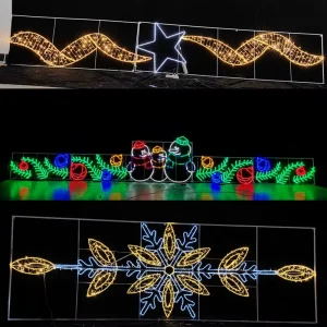 IP65 Outdoor Cross Street Motif LED Light Christmas Displays Hanging Lights Multi Color CE RoHS Approved Landscape
