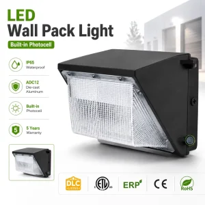 IP65 Outdoor LED Wall Pack Light with Photocell Commercial Security Lighting for Warehouse Garage Loading Dock