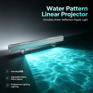 IP65 Outdoor Linear Water Ripple Effect Light DMX Adjustable Ripple Speed Seamless Splicing Wall Projection Light for Decoration