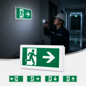 IP65 Rechargeable LED Emergency Exit Sign Light Maintained Non Maintained 3 Hours Recessed Wall Mounted