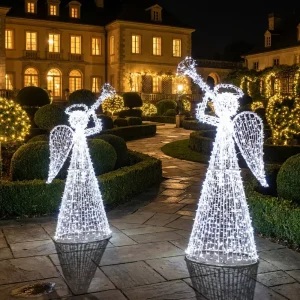 IP65 Waterproof 1.6m 3D Angel Motif Lights Metal Frame PVC Wire Large Outdoor Landscape Street Square Park Display