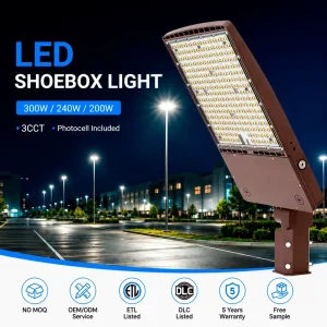 IP65 Waterproof 150LM W 300W 240W 180W LED Parking Lot Lights Commercial Area Road Lighting LED Shoebox Light Street Light