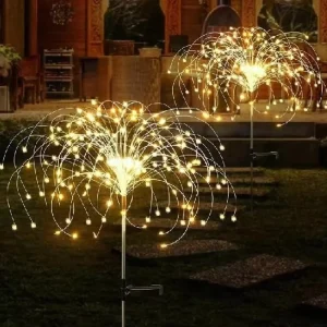 IP65 Waterproof 3500K Warm White LED Fairy Garden Solar Lights Firework Pathway Plastic CE Certified 1 Year Warranty