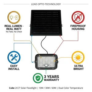IP65 Waterproof 60w Solar Wall Light Bright Outdoor Security Commercial Project Industrial Led Flood Light