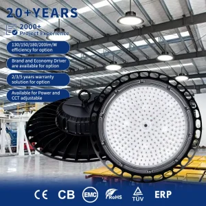 IP65 Waterproof Aluminum Commercial Industrial UFO High Bay Light 100W 150W 200W 300W Workshop Supermarket Warehouse