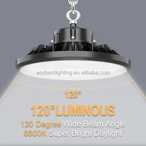 IP65 Waterproof Aluminum PC UFO High Bay LED Indoor Lights 6000K Daylight 120 Beam Angle Easy Installation Lighting