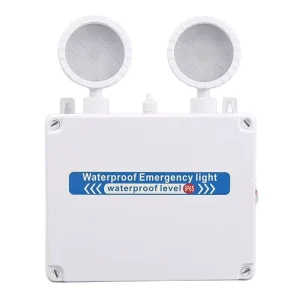 IP65 Waterproof Fire Double head LED Emergency Light 3 hour Backup Rechargeable Lead acid Battery 6000K Daylight Manual Button