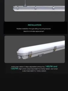 IP65 Waterproof LED Vapor Tight Light 5.8G Microwave Sensor Remote Control 3H Emergency Garage Lamp Motion Sensor
