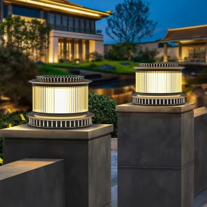 IP65 Waterproof Outdoor Villia Round Shape Solar Gate Post Pillar Light Led
