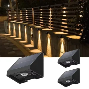IP65 Waterproof RGB LED Solar Wall Light Outdoor Garden Fence Warm Lights Wall Mounted Solar Powered Decorative Lights