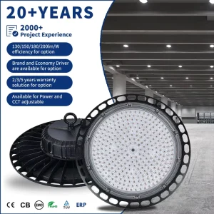 IP65 for UFO High Bay Light Aluminum CE ROHS Certified Dust-proof Waterproof 50000 Hours Lifespan Multiple Power Ratings