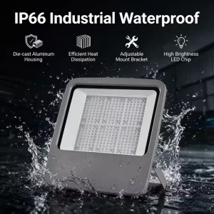 IP66 Corrosion Resistant 100W 200W CRI 80 120 Beam Angle Lightweight LED Flood Light for Coastal Villa Garden Parking Lot