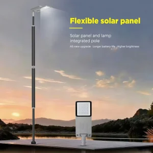 IP66 Integrated Vertical Solar Wrapped Pole Lights Lamps LiFePO4 Battery Pack Long Lifespan 40/60/80/100W Smart City Lighting