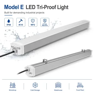IP66 LED Tri-Proof Light with Emergency & DALI Dimming for Contractors 30W-100W Industrial Waterproof Linear Fixture