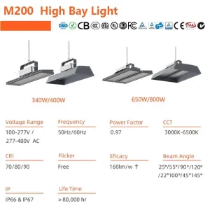 IP66&IP67 Aluminum High Bay Light 340W/400W/650W/800W 5-Year Warranty for Warehouse Indoor Sports Stadiums Spectator Stands RoHS