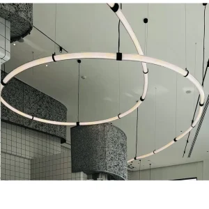 IP67 360-Degree Round LED Linear Light 3000K 4000K 6000K Shop Light Fixture Suspended Lighting Stepless Dimmable Remote Control