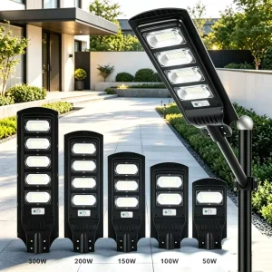 IP67 Outdoor Commercial Road Lamp Waterproof 50W-300W 6500K 180 Beam Angle 2-Year Warranty LED Solar Street Light