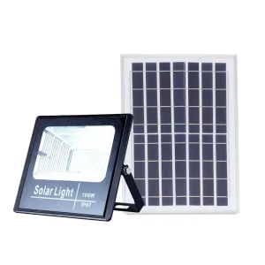IP67 Waterproof 100W Solar Powered Outdoor Aluminum Flood Light with Radar Sensor Remote Control ROHS Certified LED Garden Lamp