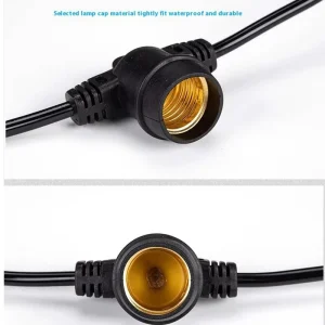IP67 Weatherproof Black Round PVC Wire 110V 10M LED Festoon String Lights Outdoor Commercial Christmas Lighting