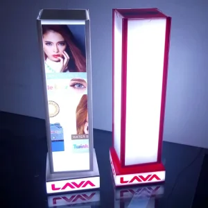 Illuminated LED Sign Board 360° Floor Stand Exhibition Automatic Rotating Light Box Display