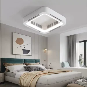 In Stock Flush Mount Intelligent App Remote Control Bladeless LED Ceiling Fan Light
